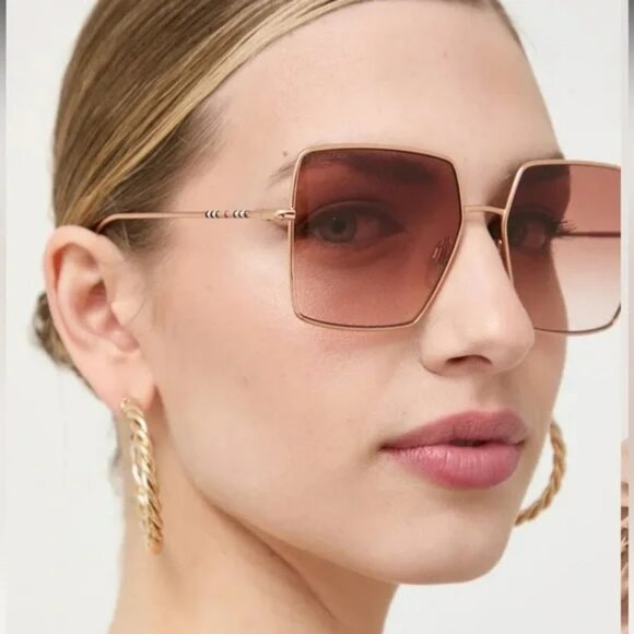 NEW Burberry BE3133 DAPHNE 133713 Gold Pink Gradient Square Women Sungla… - Picture 10 of 11